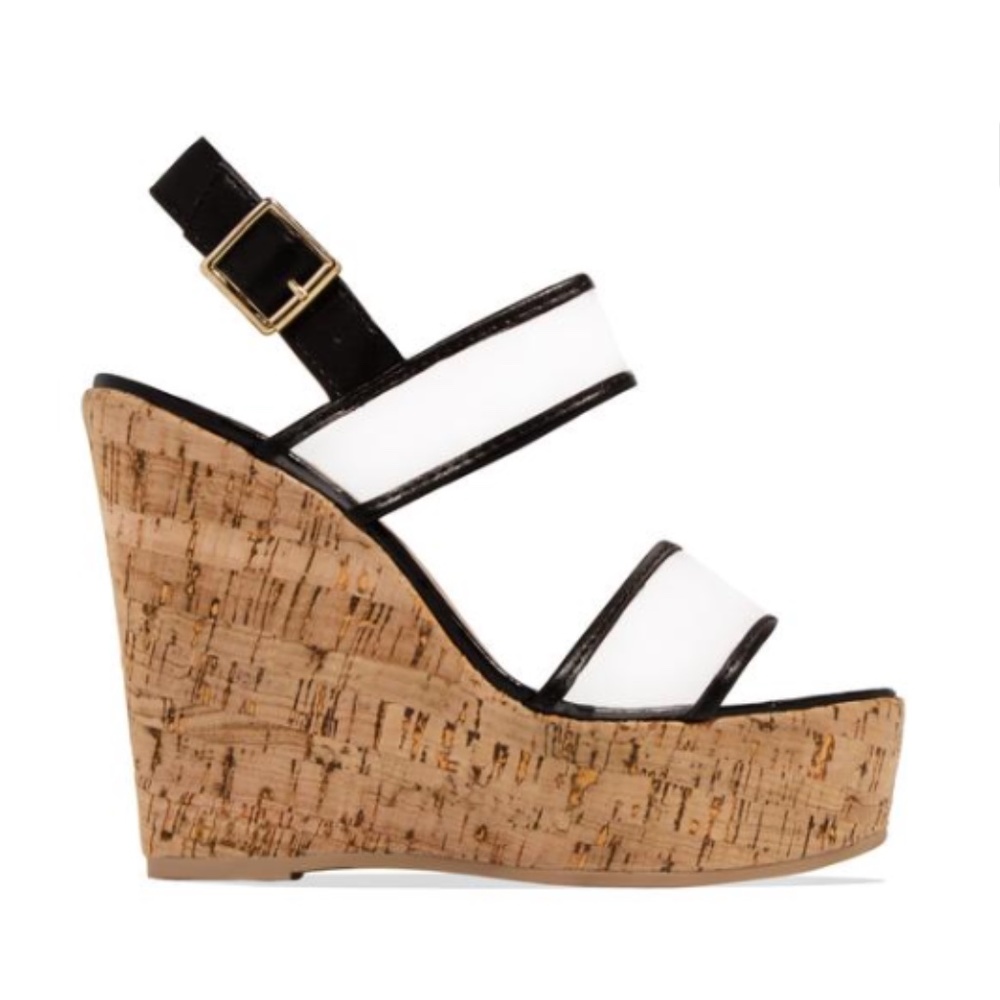 !! RESTOCKED !! Cork Wedges in Black/Clear - Picture 3 of 5